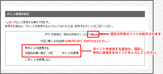 ポイントのご使用方法