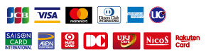 JCB/VISA/Master Card/Diners　Card/AMERICAN　EXPRESS/UCカード/SAISON　CARD/AEONカード/DCカード/UFJカード/NICOSカード/東急カード